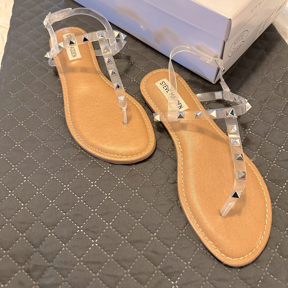 Steve Madden Clear Studded Sandals
